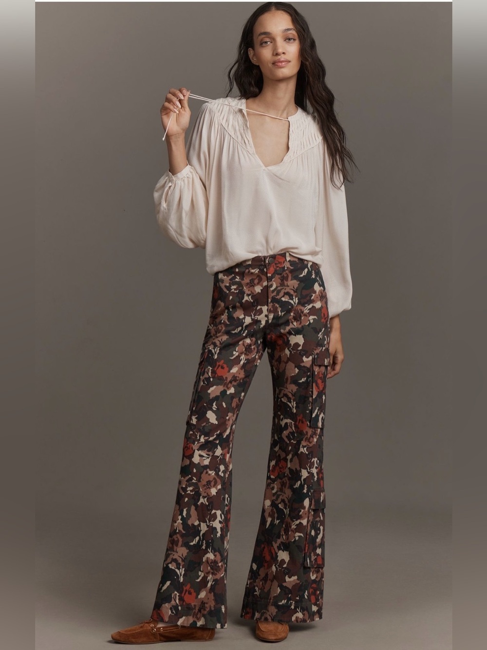 Anthropologie Pilcro Printed Wide-Leg Boot Cut Cargo Pants